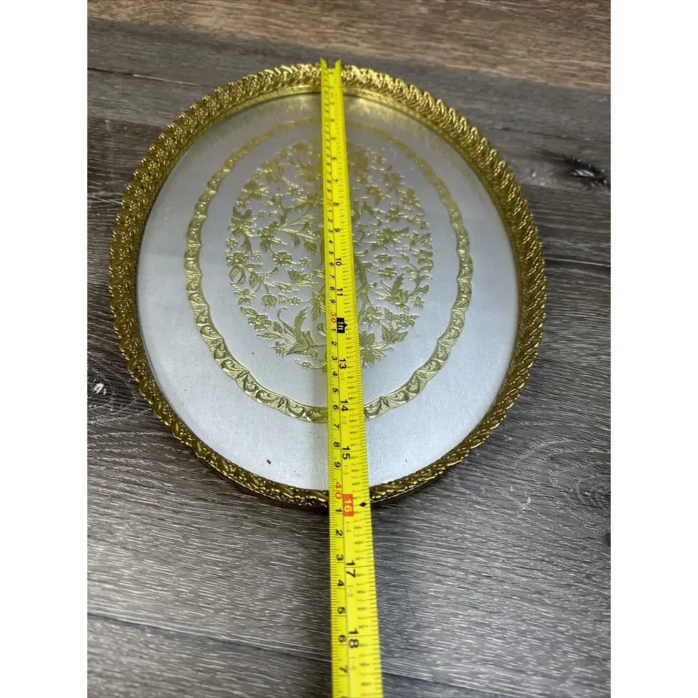 Vintage Vanity Tray Gold Filigree Ornate Hollywood Regency 16x11”